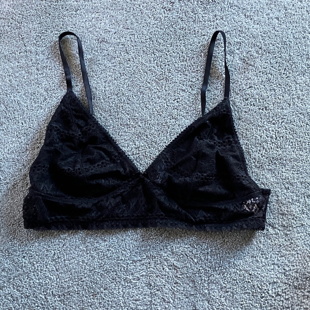 Chic Black Lace Triangle Bra